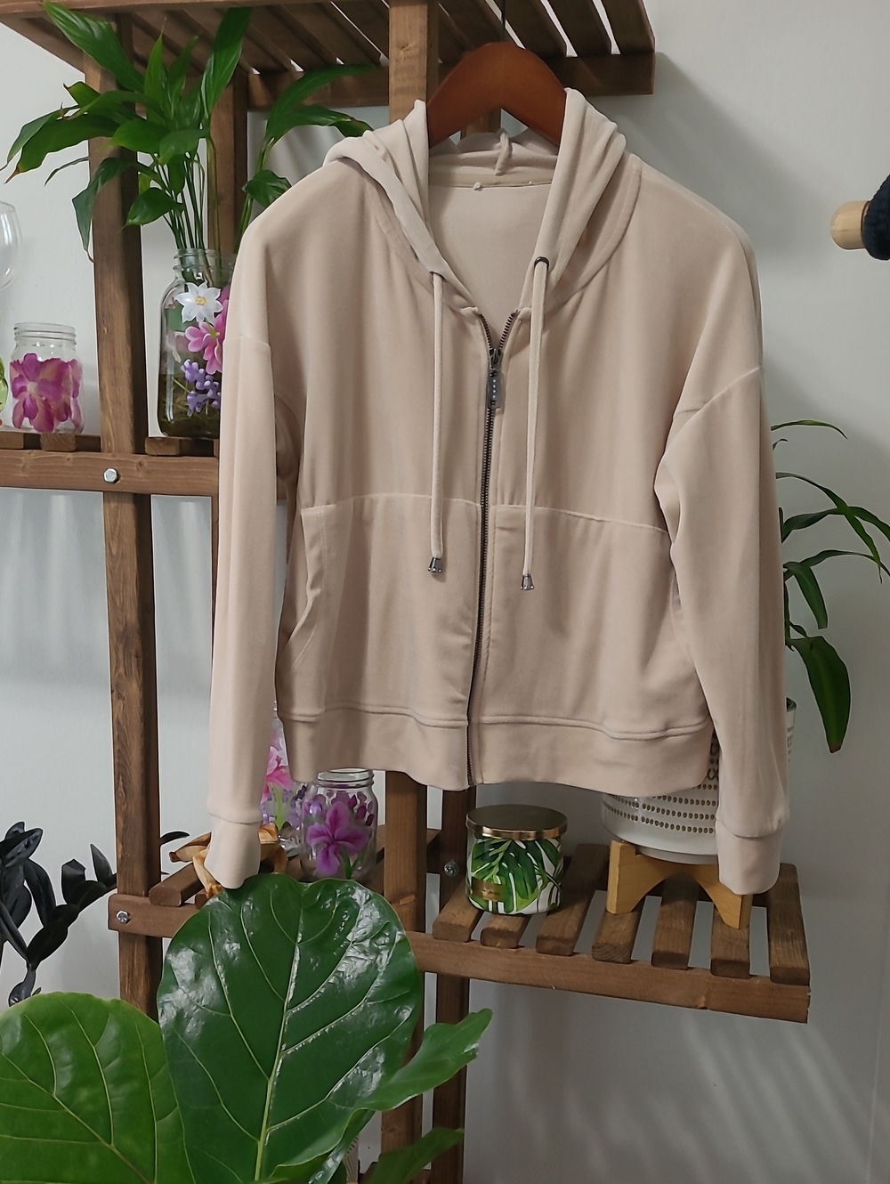 Cable & Gauge Velour Hoodie Zip-Up Jacket